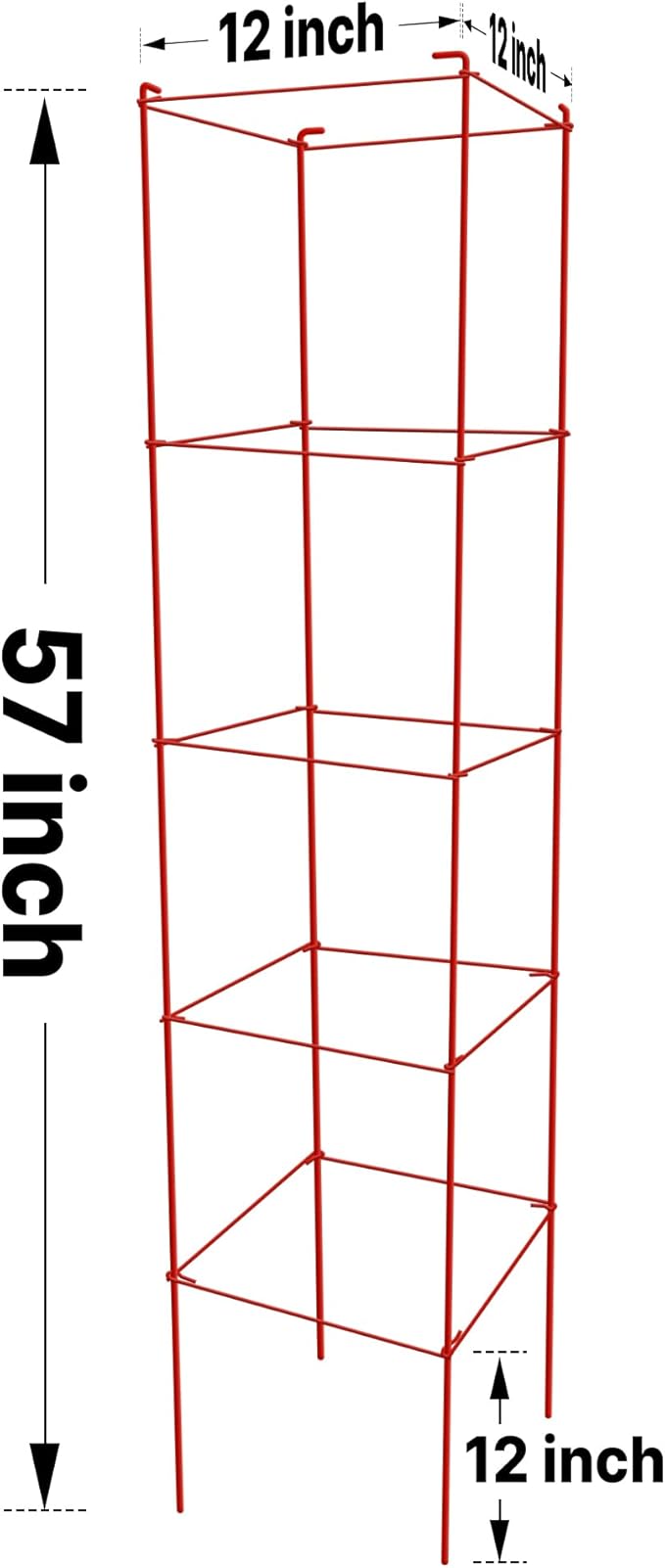 Thealyn Tomato Cages 6 Packs 57 Inches (H) Plant Stand with 164 Feet Twist Ties, Heavy Duty Garden Plants Support for Tomatoes, Cucumber, and Other Climbing Plants (Red)