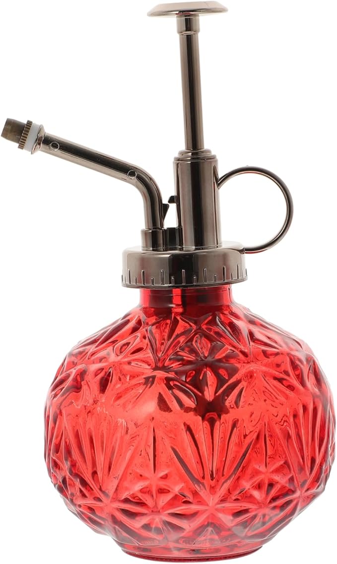 Toddmomy Vintage Glass Spray Bottle Small Watering Kettle with Top Pump for Indoor Plants Refillable and Portable Garden Sprayer for Flower