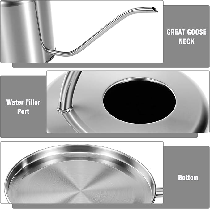 Plant Watering Can, 50 oz / 1500 ml Stainless Steel Metal - Modern Decorative with Long Spout for Indoor Potted Plants, Bonsai, Garden Flowers, Silver