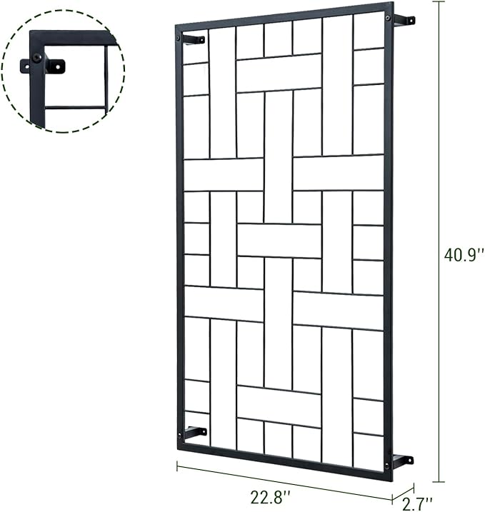 MyGift Large Garden Wall Trellis, Modern Artistic Geometric Metal Wire Garden Trellis, Wall Mounted Weave Grid Lattice Support Frame for Climbing Plants and Crawling Vines
