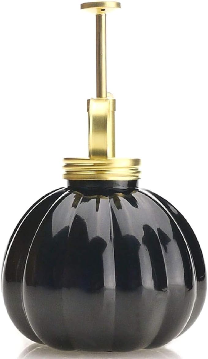 Vintage Style Glass Pumpkin Bottle Sprayer Watering Can Plant Mister with Brass Sprayer Head (Black)