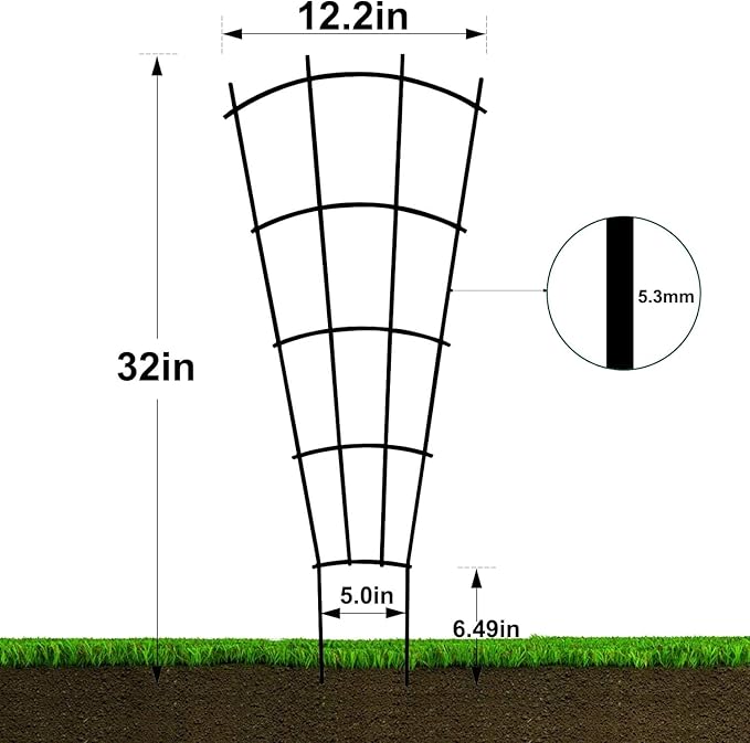 Mklsit 4 Pack 32'' Indoor Plant Trellis for Potted Plants, Metal Garden Trellis for Climbing Plants Outdoor, Black Coated Flower Pot Trellis for Climbing Plants Houseplants Vine Ivy