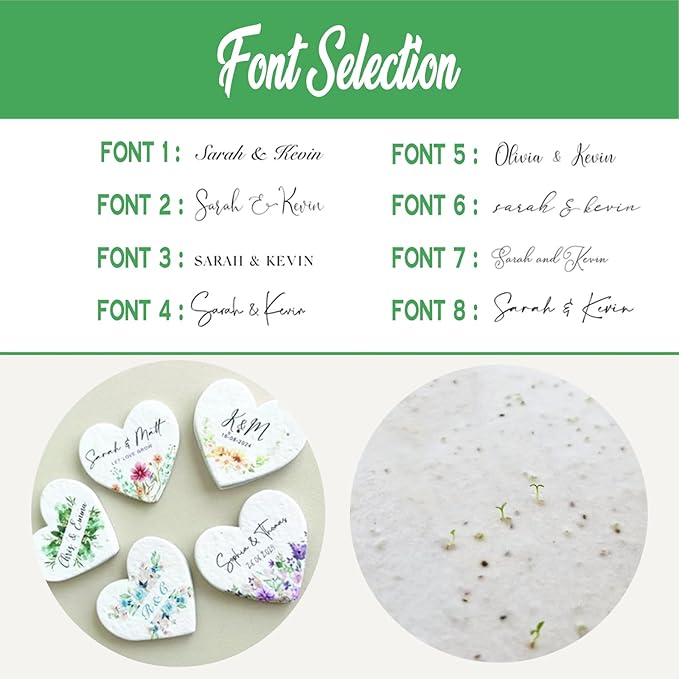 Personalized Heart Card Tags Plantable Wildflower Seeds Paper Heart Eco-Friendly Biodegradable Paper Wedding Memorial Gift Bereavement Gift For Bereaved Mother Or Father (Pack Of 20)