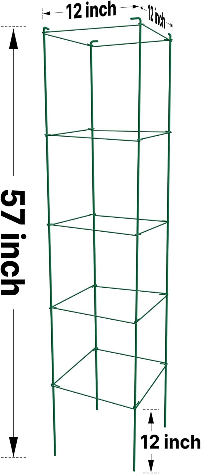 Thealyn Tomato Cages 6 Packs 57 Inches (H) Plant Stand with 164 Feet Twist Ties, Heavy Duty Garden Plants Support for Tomatoes, Cucumber, and Other Climbing Plants (Green)