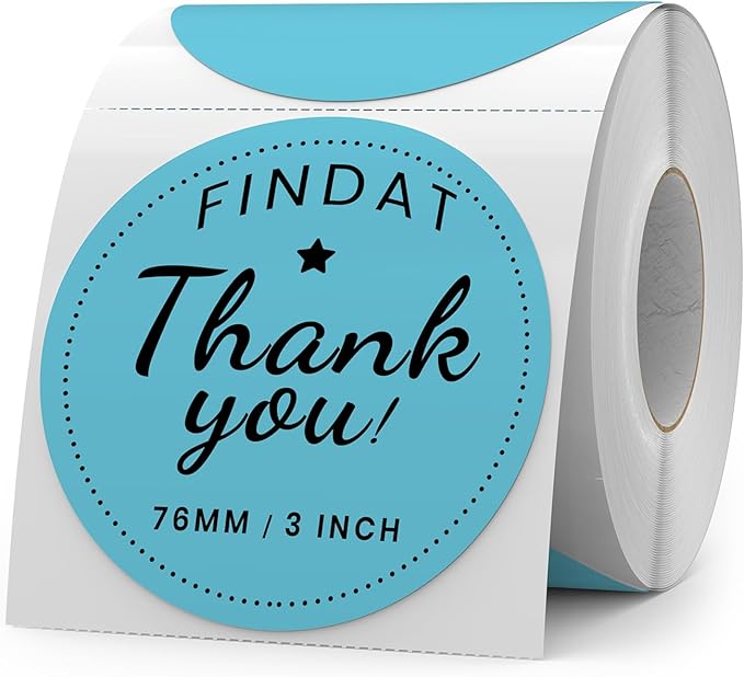 Blue Round Thermal Labels 3 Inch Vinyl Circle Waterproof Direct Printer Sticker Self-Adhesive Perforated Name Tag for Logo DIY QR Design Office Address 500 PCS
