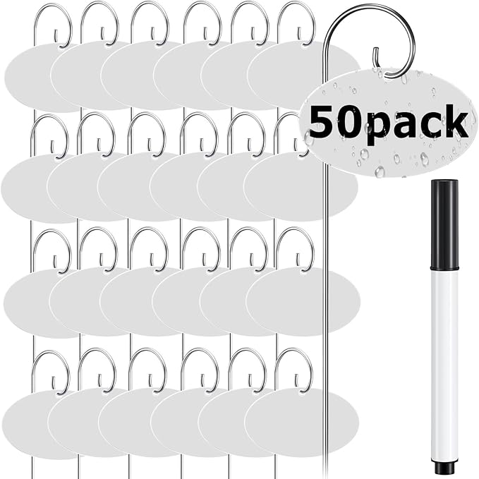 Wenqik 50 Pcs Garden Plant Labels Acrylic Plant Tags for Outdoor,Waterproof Seedling Labels Tags Stakes with a Pen,Garden Signs for Vegetables Herb Flowers