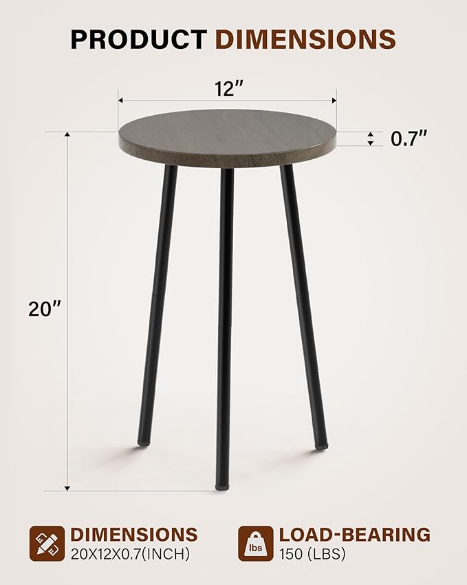 Plant Stand Indoor 2 Pack: Corner Wood 20 Inch Plant Stand Mid Century Modern Decor - Small Round Plant Table for Indoor Plants - Outdoor Plant Holder for Patio Living Room Bathroom Office (Grey Wood)