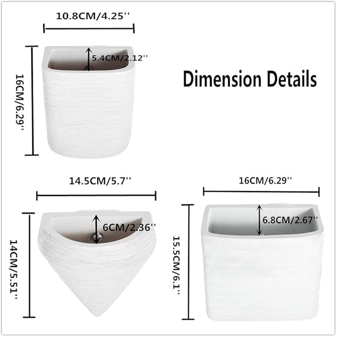 Resin Planters Geometric Wall Planters Indoor Plant Pots Colorful Wall-mounted Flower Pots Vertical Plant Container Air Plant Holder Wall Vase for Cactus Succulents Herbs and More … (3 White)