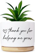 Thanks for Helping Me Grow Funny Plant Pots Thank You Pot Without Plant, Small Succulent Plant Pot Indoor Planter for Women Men Friend Coworker Housewarming Gift (No Plant)