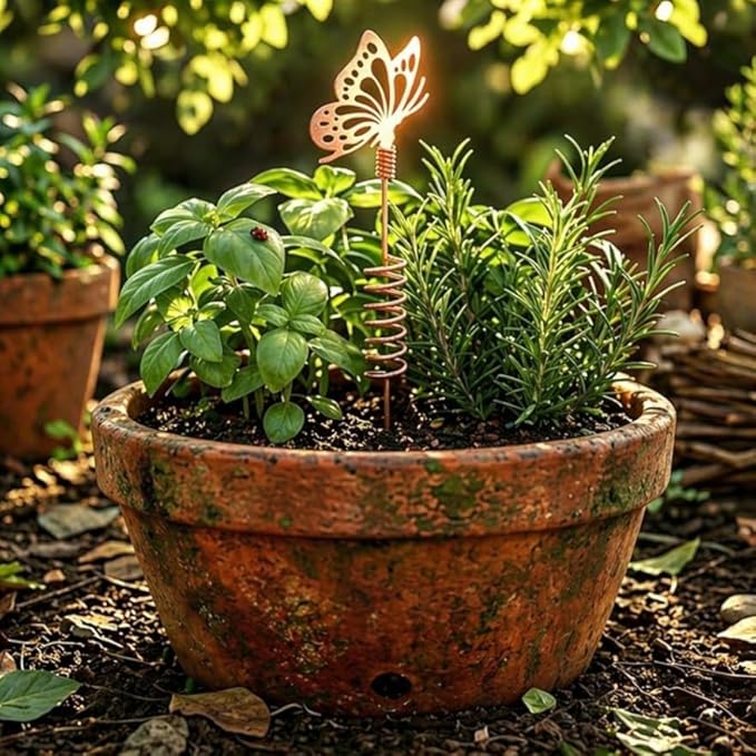 Decorative Garden Stakes for Plants – Butterfly Copper Garden Stakes (3-Pack) – Unique Garden Decor Gift for Gardeners, Outdoor Gardens, Raised Beds & Indoor Plants – Electroculture Plant Stakes