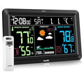 Weather Station Atomic Clock Indoor Outdoor Thermometer Wireless, Barometer Humidity Temperature Monitor Hygrometer with High Precision Sensor Black