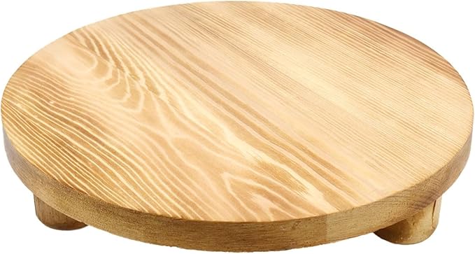Wealrit Wooden Plant Stools Wood Risers 10 Inch Diameter Round Stands Pedestal for Plants, Brown