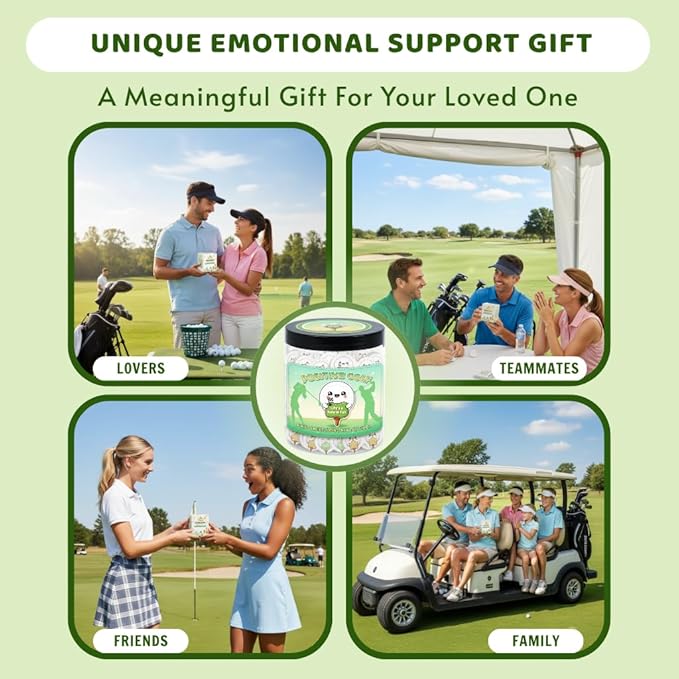 Positive Golf Jar with 60 Affirmation Cards, Emotional Support Golf Decor, Cool Present for Golf Lovers and Dad, Motivation Jar for Golfers, Birthday Gift Idea for Men or Women