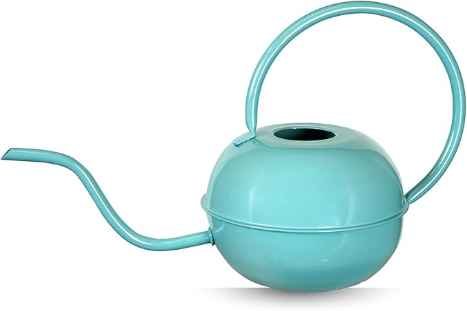 Down to Earth Basics 1.5 Liter Metal Watering Can – Teal Painted Finish, Durable Metal with Long Spout for Indoor & Outdoor Plant Watering
