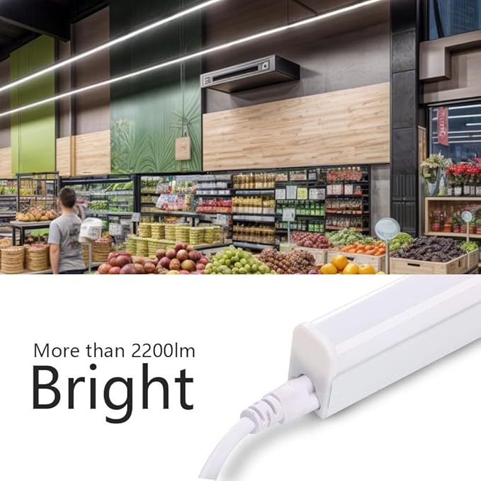 Kihung (Pack of 8 LED Shop Light T5 4FT, 20W, 2200LM, 4000K Cool White, Utility led Shop Light, LED Ceiling Light and Under Cabinet Light, Corded Electric with Built-in ON/Off Switch