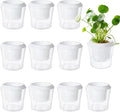 MNKNENG 12 Pack Self Watering Pots for Indoor Plants 4.3 Inch Small Self-Watering Planter Pots with Water Level Indicator, Clear Plastic Round Plant Pot for Succulent, Flower, Herb,Office Home Decor