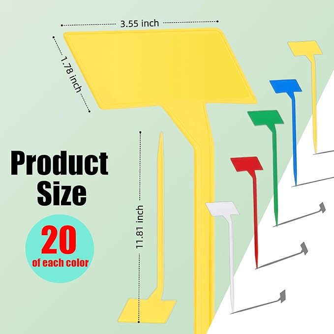 100 Pack Large 11.8" Plant Labels for Outdoor Garden Waterproof, T-Type Garden Label Stakes & Plant Tags with Black Stickers & Gold Pen, Tall Plant Markers for Outdoor Plants, Vegetables