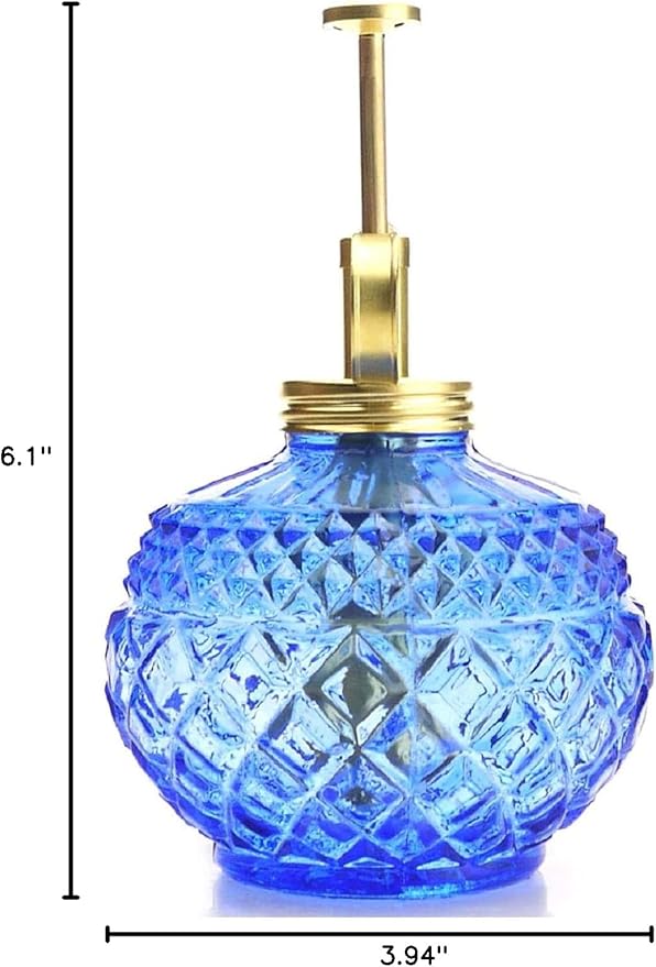 Plant Mister- Blue Color Glass Bottle & Brass Sprayer (Matt Gold)