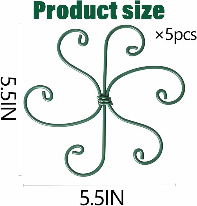 YOHSNOR 5PCS Monstera Plant Support Hook Green, 5.5IN - Durable Metal Stem Support for Indoor Plants, Adjustable & Easy to Install, Ideal for Monstera, Fishbone Cactus, and Decorative Plant Care