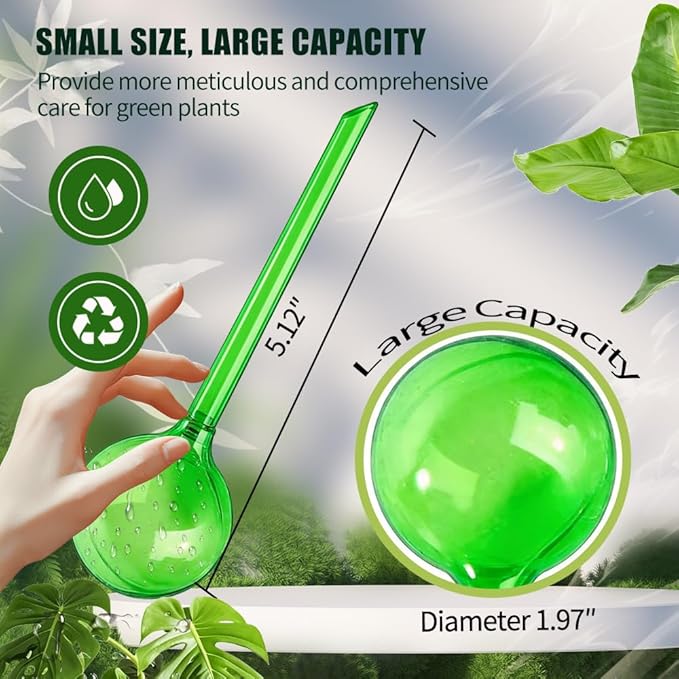 Yahpetes Automatic Watering Globe Plant Watering Globes Plastic Watering Bulbs Waterer Flower Water Drip Irrigationdevice Self Watering System (Clear+Green)