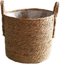Hand Woven Seagrass Storage Basket Flower Baskets Plant Pot Succulent Organizer For Home Living Room Decorate Landscape Handmade(Natural,11.81''X10.63'')