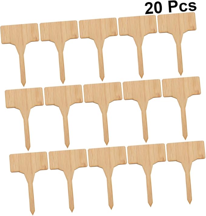 Kisangel Sets Succulent Plant Markers t Shape Thicken Bamboo Sturdy Seedling Label Sign for Outdoor Garden Pcs