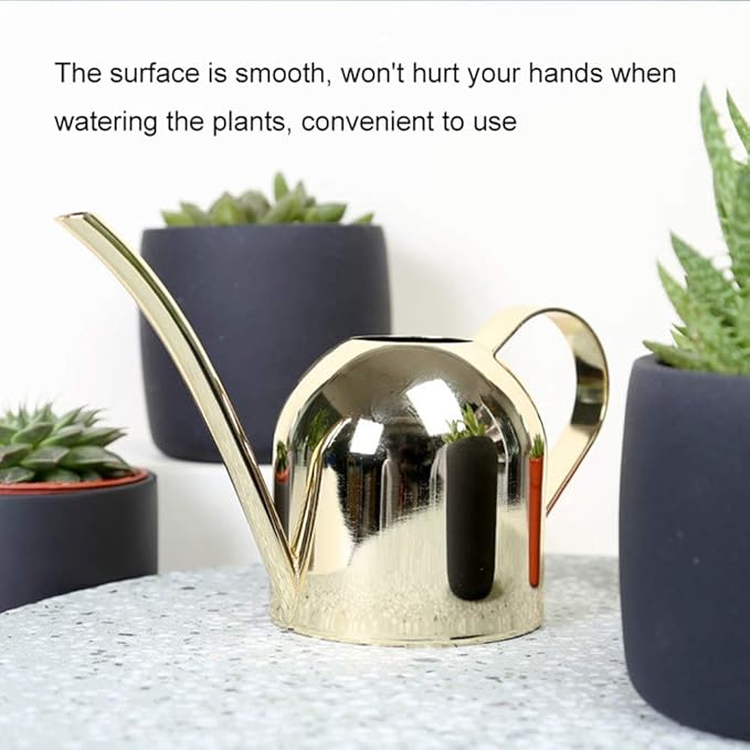 Watering Can for Indoor Outdoor Plants, Stainless Steel Long Spout Watering Cans for House Plants Long Spout Water Can for Succulent Bonsai Garden Flower, 17oz/500ml (Gold)