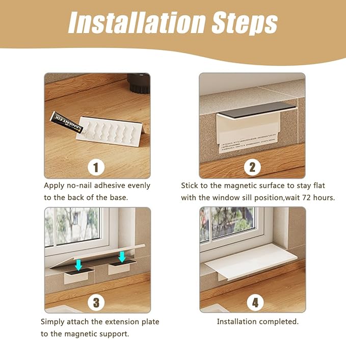 Window Sill Extender Plate, 15.8inch Carbon Steel Storage Shelf, Window Sill Extender for Plants, Countertop Extension Board with Magnetic Base for Kitchen Organization Storage (15.8x5.9in/40x15cm)