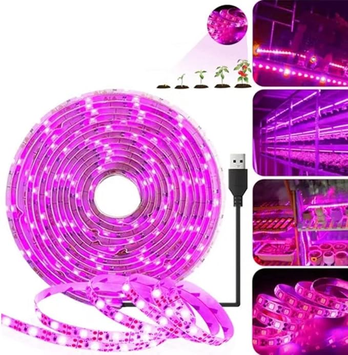 LED Grow Light Strips,Waterproof Full Spectrum Plant Grow Light, USB 16ft 300LEDs, Flexible Growing Lamp for Indoor Plants Succulents Hydroponics Greenhouse Gardening