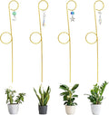Small Trellis for Potted Plants Indoor with Crystal Sun Catcher, 4Pack Golden Metal Plant Stake for Home Window Garden, Plant Accessories Indoor Decoration (13inch)