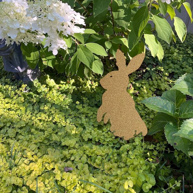 Metal Rabbit Yard Stake, Rustic Rabbit Standing Art, Easter Bunny, Easter Spring Decor, Metal Garden Stake, Metal Yard Art(Brass,11”x20” /28cm x 50cm)