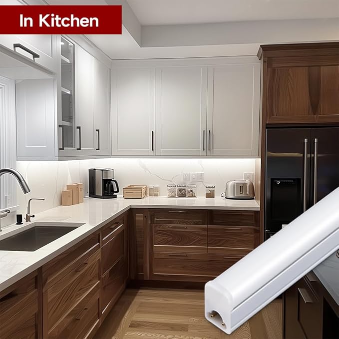 Kihung (Pack of 8 2FT LED Shop Light, 10W 1100LM 4000K Cool White, Under Cabinet Light and LED Ceiling Light, for Room, Corded Electric with Built-in ON/Off Switch