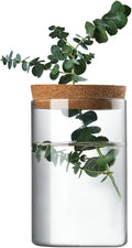 Clear Glass Planter Vase with Wooden Lid and Bamboo Stand for Hydroponic Plants, Succulents, Cut Flowers Gifts for Women Mom Plant Lovers (1, 2.55 * 3.93inch)