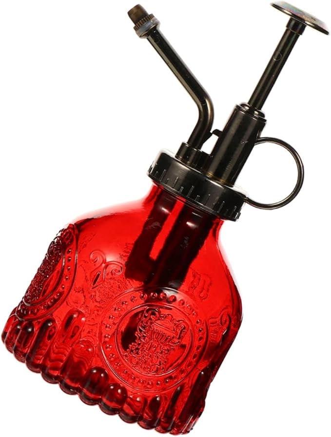 GALPADA Vintage Embossed Glass Watering Spray Bottle for Plants – Portable Handheld Mister Manual Press for Indoor and Outdoor Garden Use