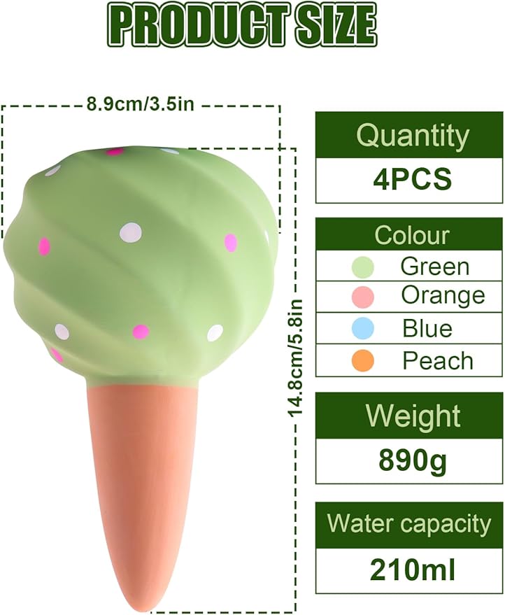 Kalolary 4PCS Plant Watering Globes Self Watering Stakes Terracotta Drip Water Stakes﻿ Irrigation Watering Bulbs for Pot, Indoor, Outdoor, Vacation (Conch)