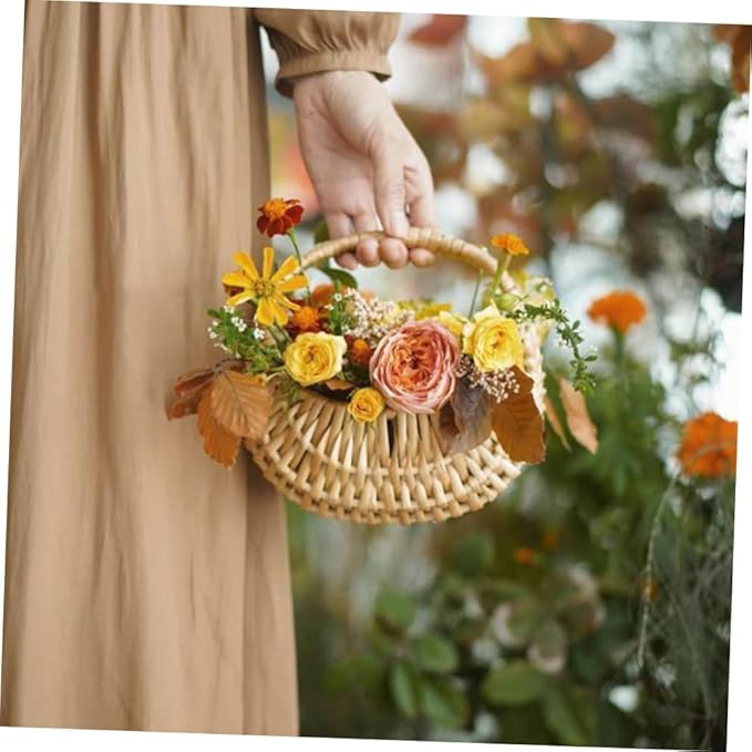 Hemoton Food Containers Outdoor Planters Seagrass Basket Hand Woven Storage Basket Bin Smasll Wicker Storage Baskets Basket Food Bread Fruit Holder Woven Hamper Outdoor Decor