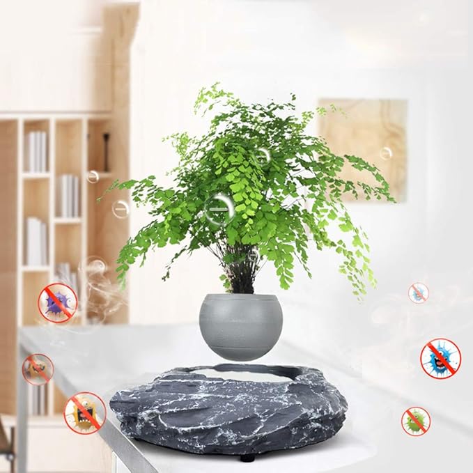 Floating Flower Pot - Magnetic Suspension Levitating Air Flower Pots - Creative Design Levitation Bonsai - Home Office Decorations - Fun Gift