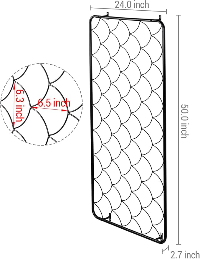 MyGift 4 Ft Tall Garden Trellis, Matte Black Metal Wire Trellis with Scale Design, Wall Mounted Scallop Pattern Lattice Support Frame for Climbing Plants and Crawling Vines