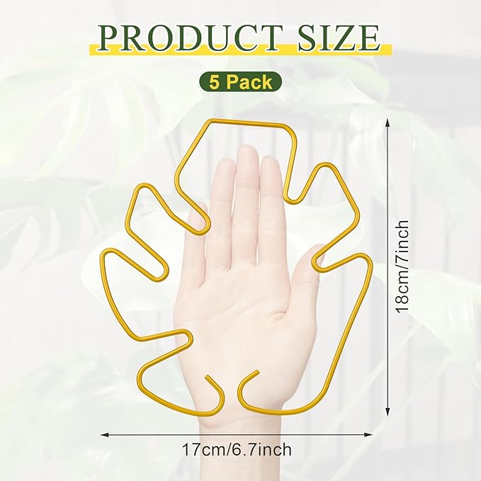 Monstera Plant Support 5 Pack, Plant Supports for Indoor Plants, Metal Plant Stem Holder Large Plant Support Ring for Climbing Plants Stem Stabilizer Moss Pole Growth