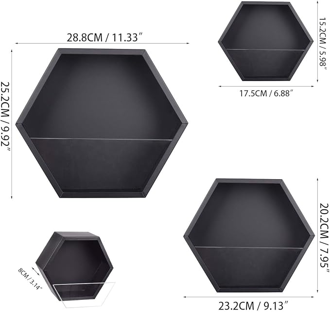 Mixed 3 Iron Honeycomb Wall Planter Indoor, Hexagon Wall Hanging Planter, Geometric Terrarium, Wall Vase Florarium, Metal Planter for Wall Decor, Hanging Terrarium (Black)