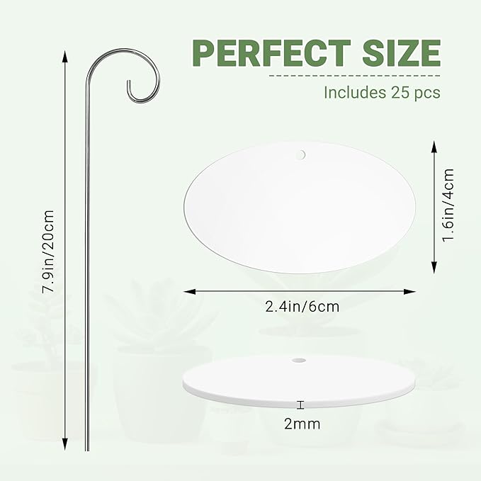 25 Pcs Plant Labels, Acrylic Plant Tags for Outdoor Garden Waterproof, Plant Labels with Stainless Steel Stake and Pen, Garden Labels for Seed, Potted Plant, Flower