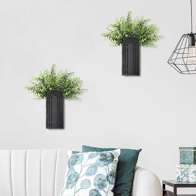 OYEFLY 2 Pcs Metal Wall Planter (Black)