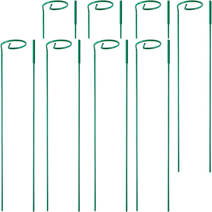 PFNRTH 8 Pack Plant Stakes,Plant Support Stakes for Two Sizes(16 or 32 Inches),Plant Stakes for Outdoor Plants,Garden Flower,Tomato(Green)