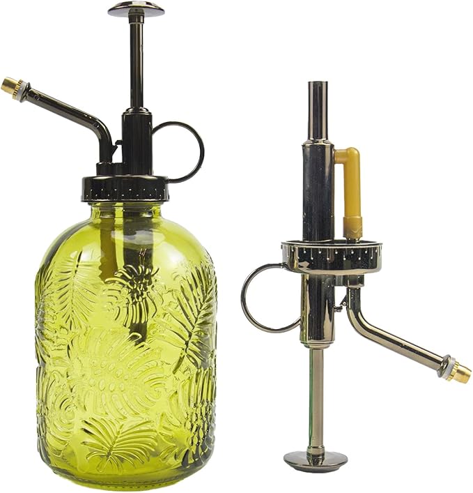 Glass Plant Mister Water Spray Bottle Small Watering Can for Indoor Plants Vintage Style Houseplant Gardening Tools for Succulent Flower (Yellow Green)