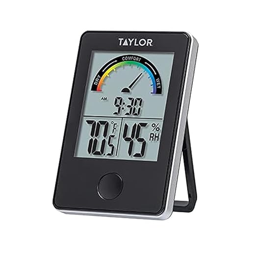 Taylor Digital Wireless Indoor Comfort Level Thermometer and Hygrometer, Easy-to-Read Display for Home, Office, Greenhouse, Nursery, and Indoor Areas, Black