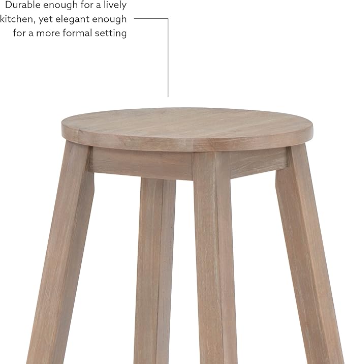 Linon Zeke Grey Wash 24" Counter Stool with Round Seat