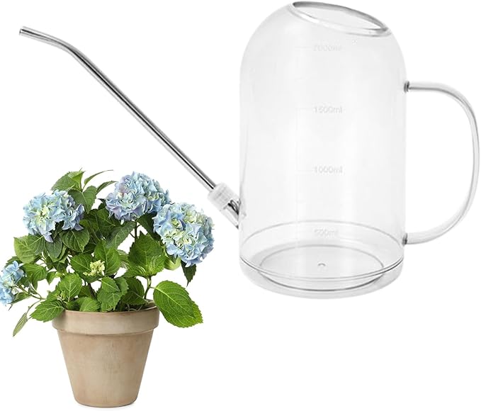 Long Spout Watering Cans for Indoor Plants Balcony Succulents Flowers, 2L Large Capacity Garden Watering Can, Stainless Steel Long Spout
