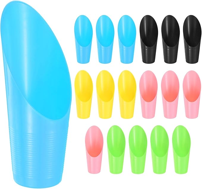 M METERXITY 18-Pack Bonsai Soil Scoops, Plastic Garden Soil Scoops Bucket Shovel Potting Scoopers for Transplanting/Flower Planting/Plant Succulent, Colorful Small Gardening Tools [Multicolor]