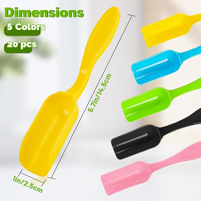 20 Pcs Colorful Mini Shovel, Plastic Mini Gardening Shovel Spoons Soil Scoops, Small Mini Potting Scoop Plant Flower, Coffee Beans, Transplanting Succulents Tools (Colorful)