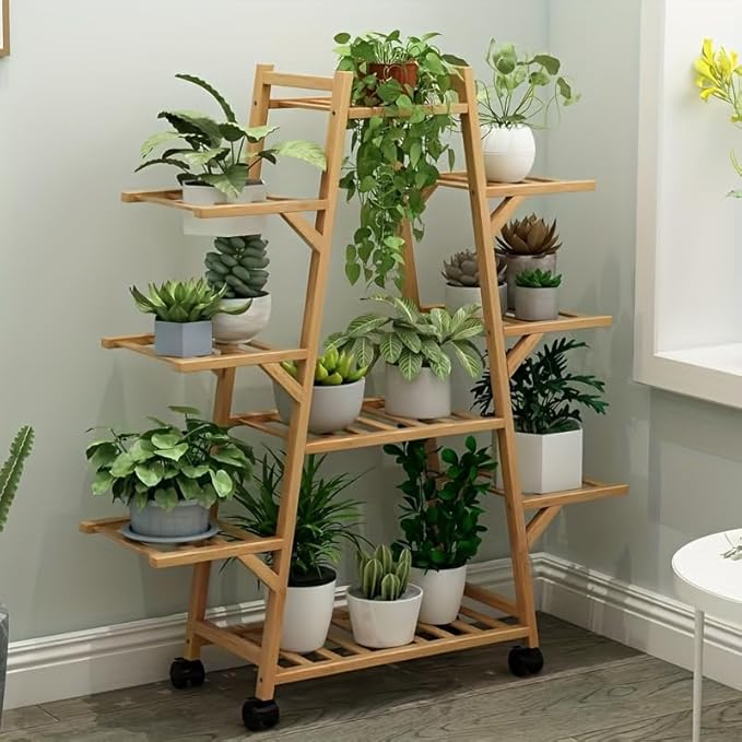 Redds Garage 1-Tier Multi-Layer Plant Stand – 9-Tier Indoor/Outdoor Metal Flower Rack for Balcony, Living Room, or Garden – Modern Vertical Planter Shelf for Succulents, Climbing Plants, and Storage